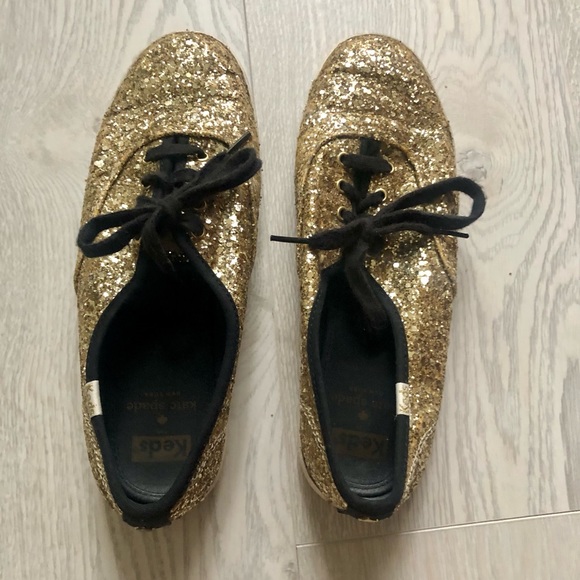 Kate Spade NY Keds Glitter Gold Sneakers, 7.5 - Picture 14 of 16